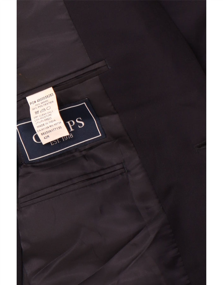 Jaqueta blazer masculina Chaps Longline 2 botões Reino Unido 42 XL lã azul marinho