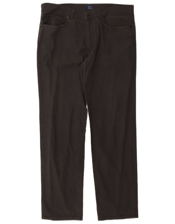 Trussardi Calça masculina reta casual W38 L31 algodão cinza