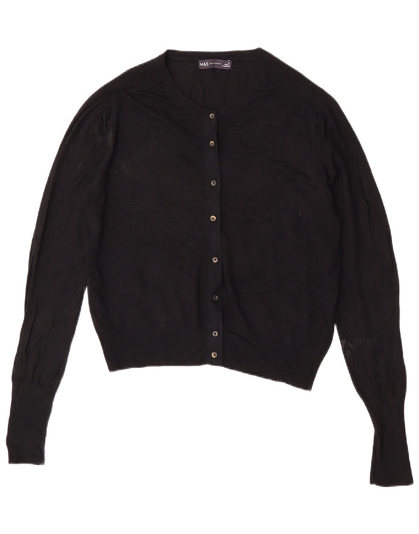 Suéter cardigã feminino grande Marks & Spencer Reino Unido 10 pequeno preto