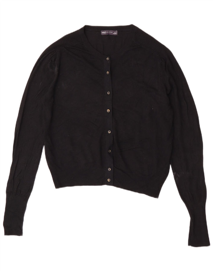 Suéter cardigã feminino grande Marks & Spencer Reino Unido 10 pequeno preto