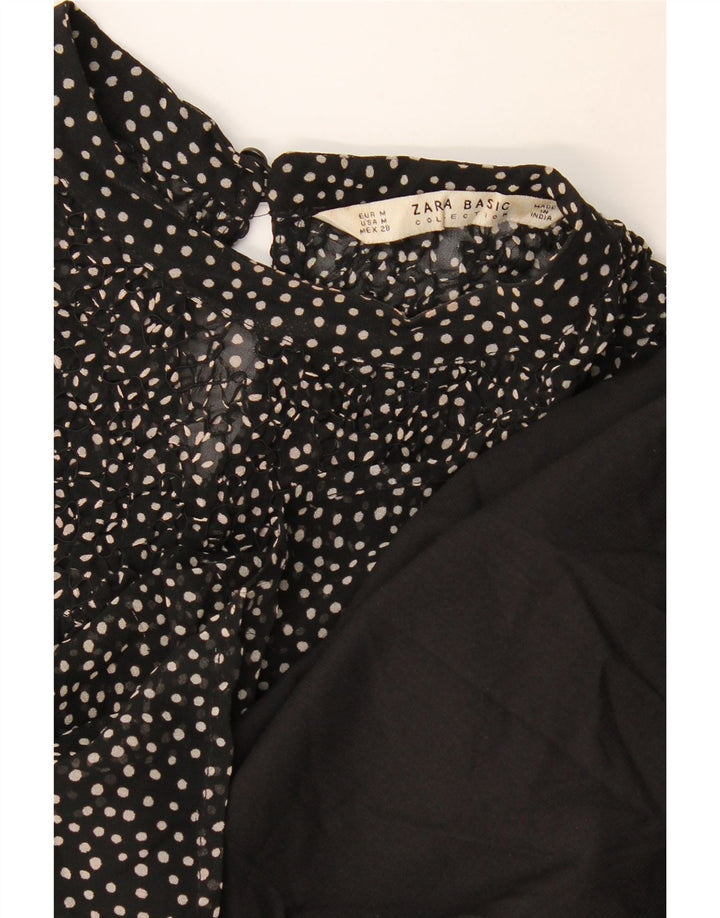 Vestido feminino Zara em camadas UK 14 médio preto manchado