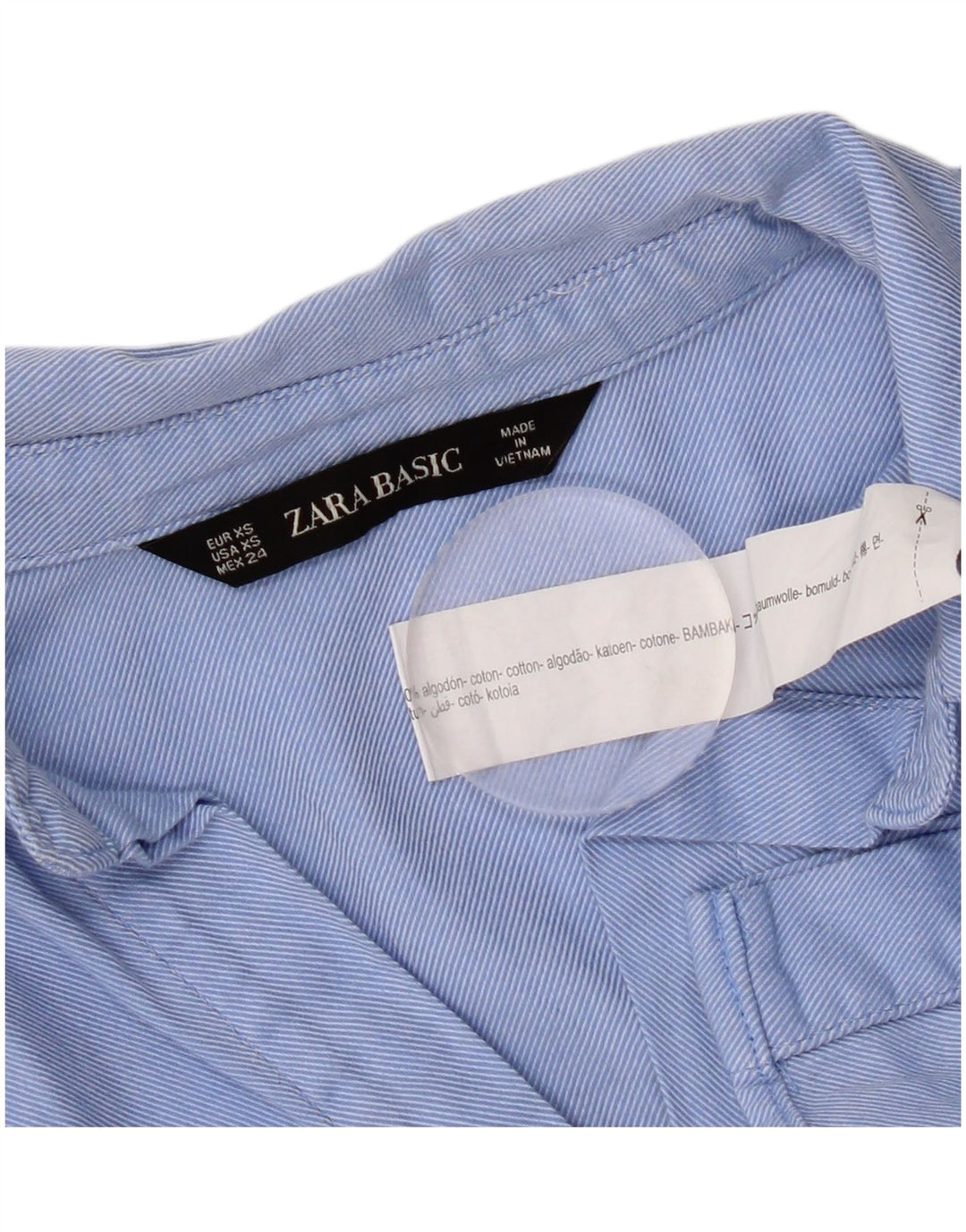 Camisa oversized feminina Zara UK 6 XS algodão azul