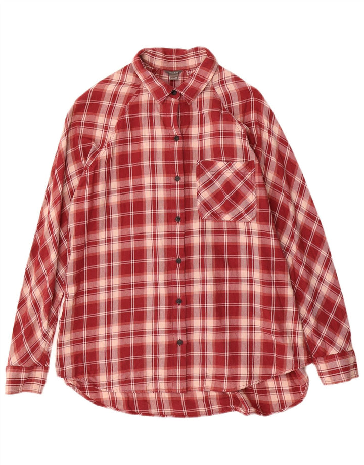 EDDIE BAUER Camisa feminina de flanela com palangre de ajuste solto Reino Unido 14 xadrez vermelho médio