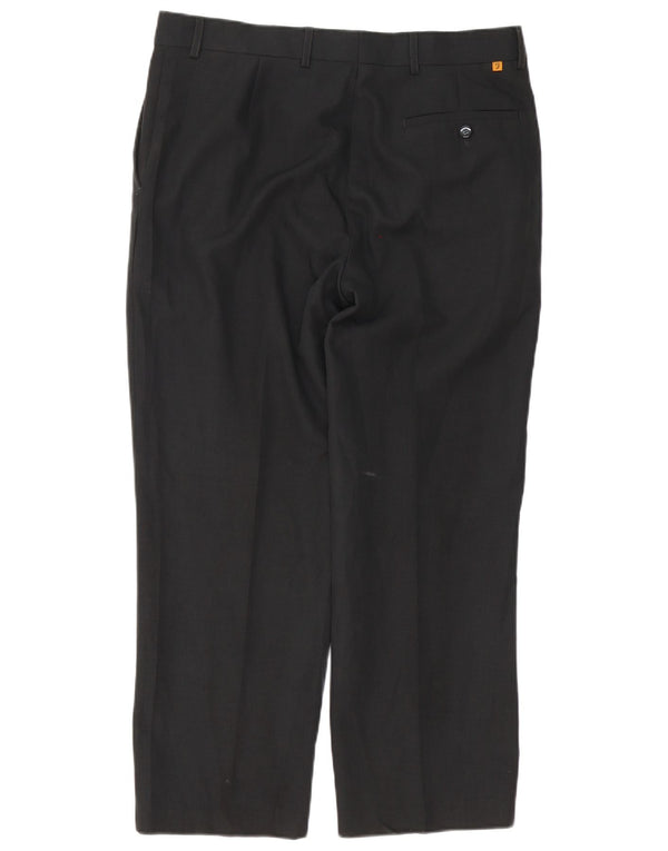 Calça masculina de terno reto Farah W36 L28 poliéster preto
