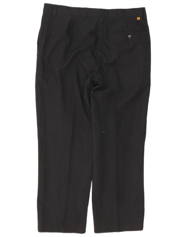 Calça masculina de terno reto Farah W36 L28 poliéster preto