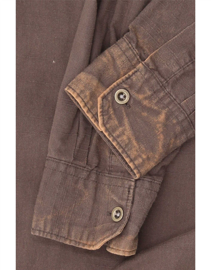 Camisa masculina Wrangler Regular Fit pequena algodão marrom