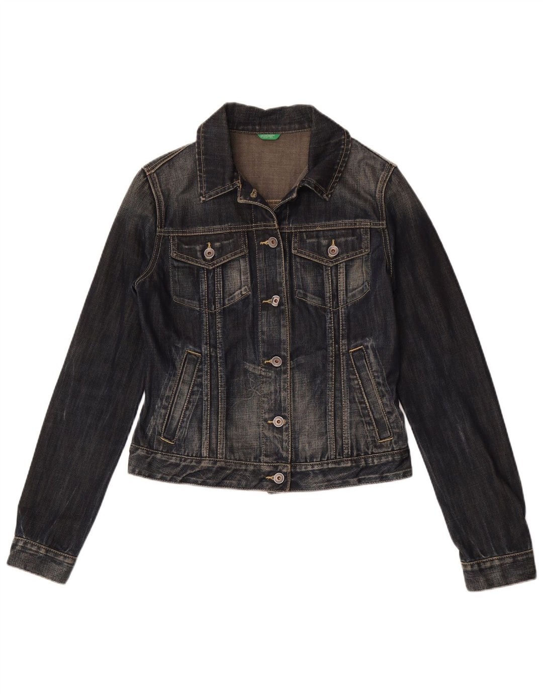 Jaqueta jeans feminina Benetton UK 12 médio azul marinho