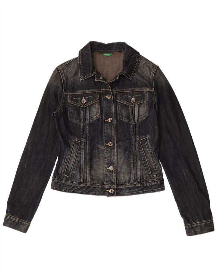 Jaqueta jeans feminina Benetton UK 12 médio azul marinho