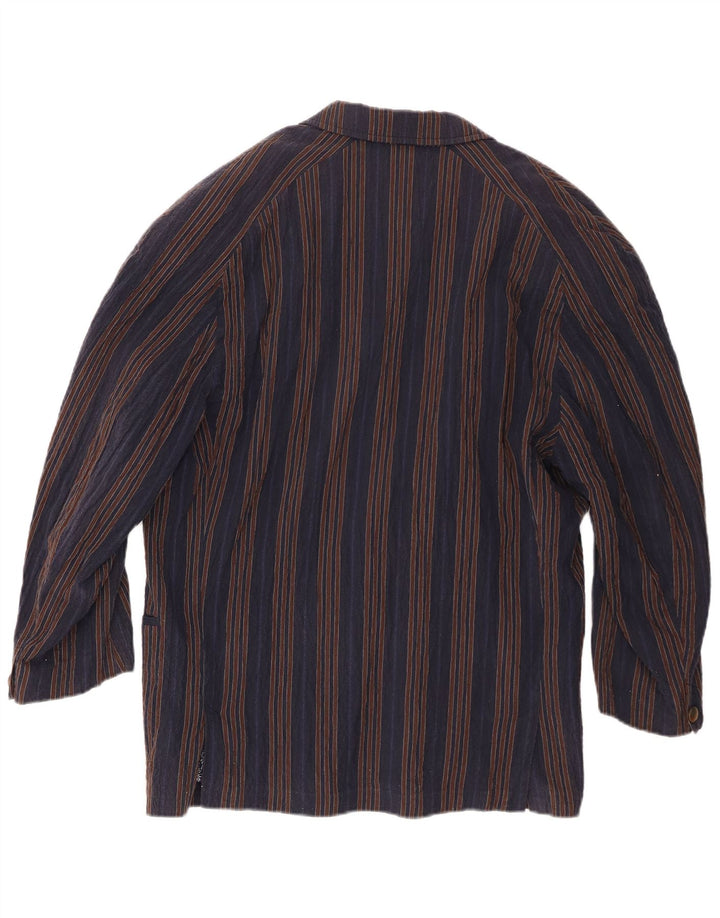 Jaqueta Blazer Masculina Ciao Tradicional Fit IT 46 Pequena Listrada Azul Marinho