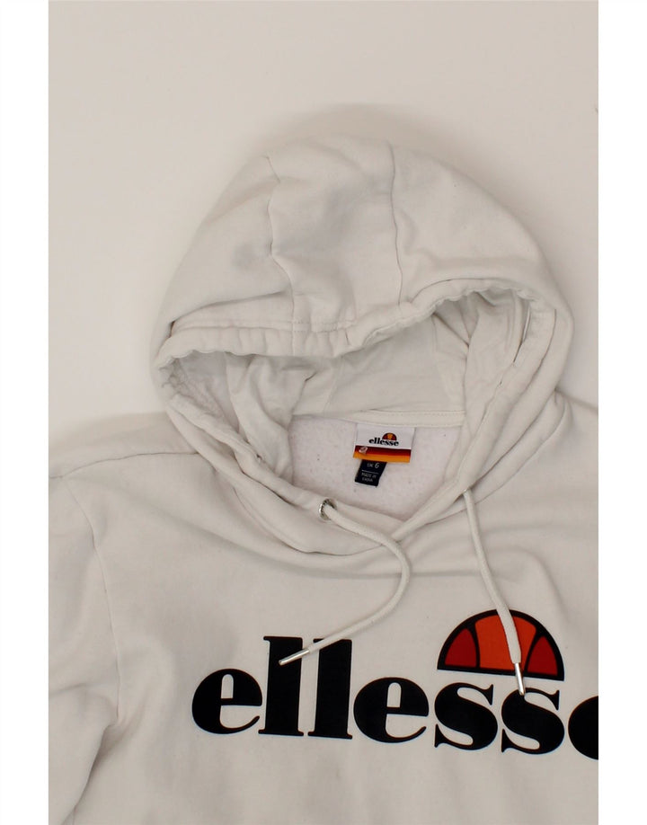 ELLESSE Womens Hoodie Jumper UK 6 XS White Cotton Vintage Ellesse and Second-Hand Ellesse from Messina Hembry 