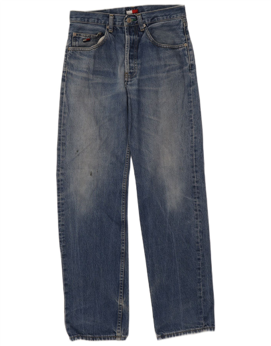 Jeans retos masculinos Tommy Hilfiger W30 L30 algodão azul