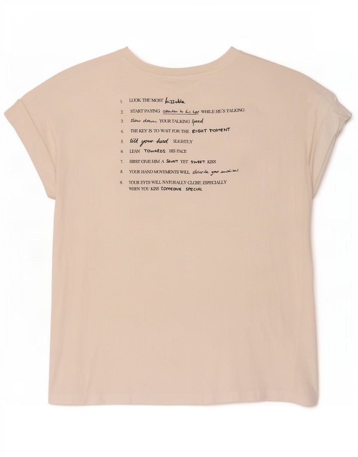 Zara Womens Oversized Graphic T-Shirt Top UK 10 Pequeno Branco