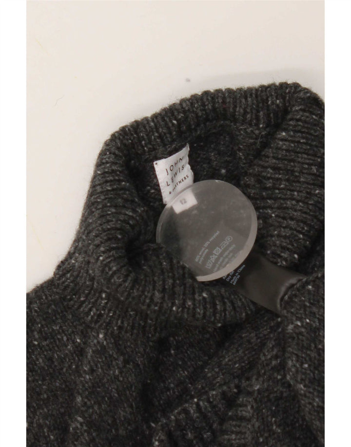 Suéter feminino John Lewis com gola tartaruga Reino Unido 12 lã manchada cinza médio