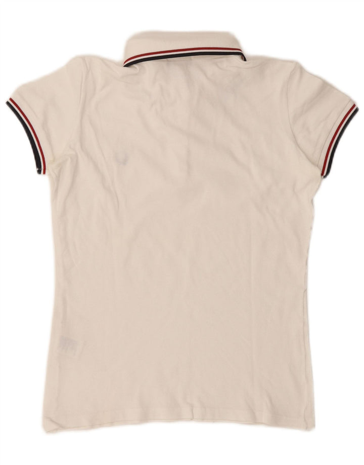 Camisa pólo feminina Fred Perry Reino Unido 14 algodão branco médio