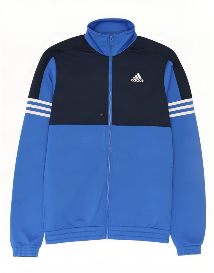 Adidas Mens Tracksuit Top Jacket UK 38/40 Médio Azul Colourblock Poliéster