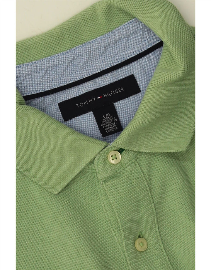 TOMMY HILFIGER Mens Polo Shirt Large Green Cotton Vintage Tommy Hilfiger and Second-Hand Tommy Hilfiger from Messina Hembry 