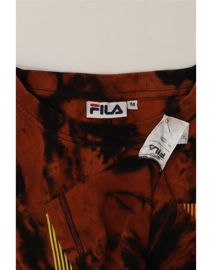 Camiseta masculina Fila Graphic Top médio laranja tie-dye algodão