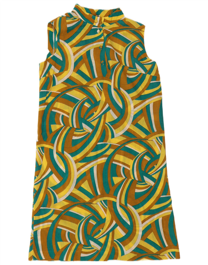 Vestido feminino vintage sem mangas IT 48 XL multicolorido geométrico