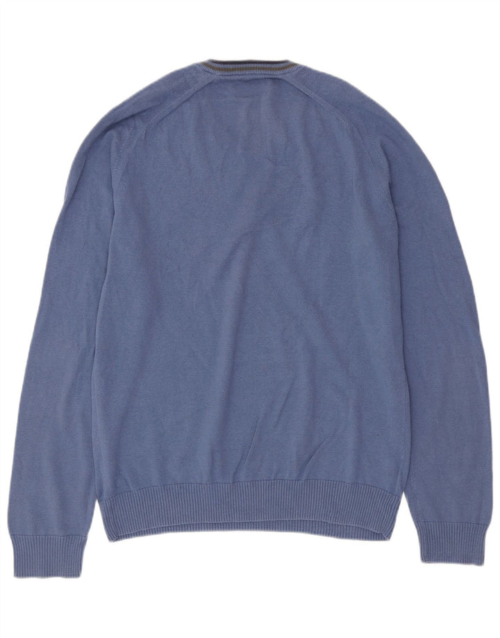 Suéter masculino PENGUIN com decote em V grande algodão azul