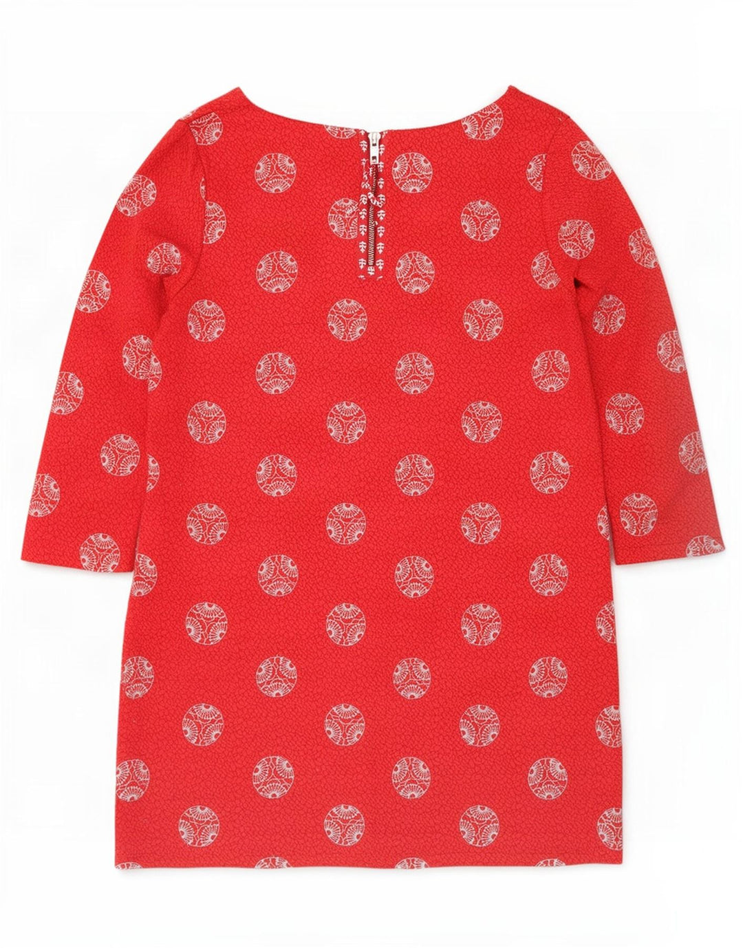 Vestido básico feminino manga 3/4 White Stuff UK 12 médio vermelho geométrico