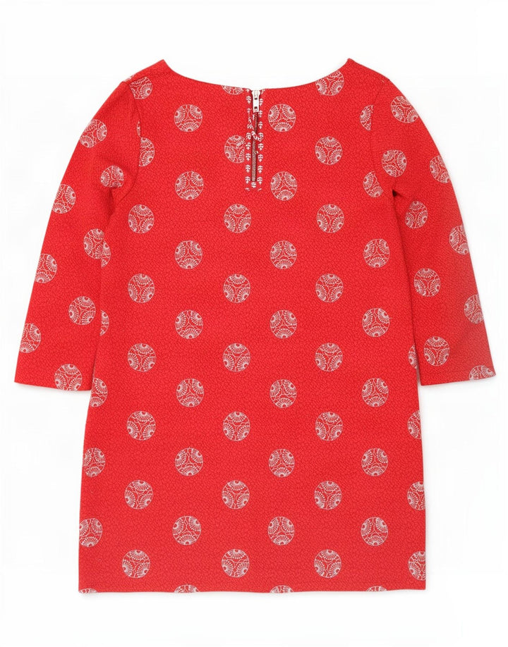 Vestido básico feminino manga 3/4 White Stuff UK 12 médio vermelho geométrico