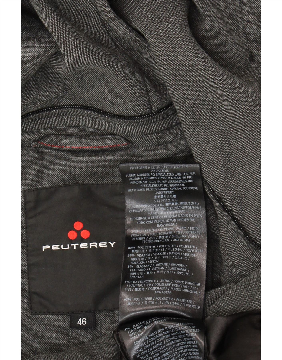 Casaco acolchoado com capuz feminino PEUTEREY IT 46 poliéster cinza grande