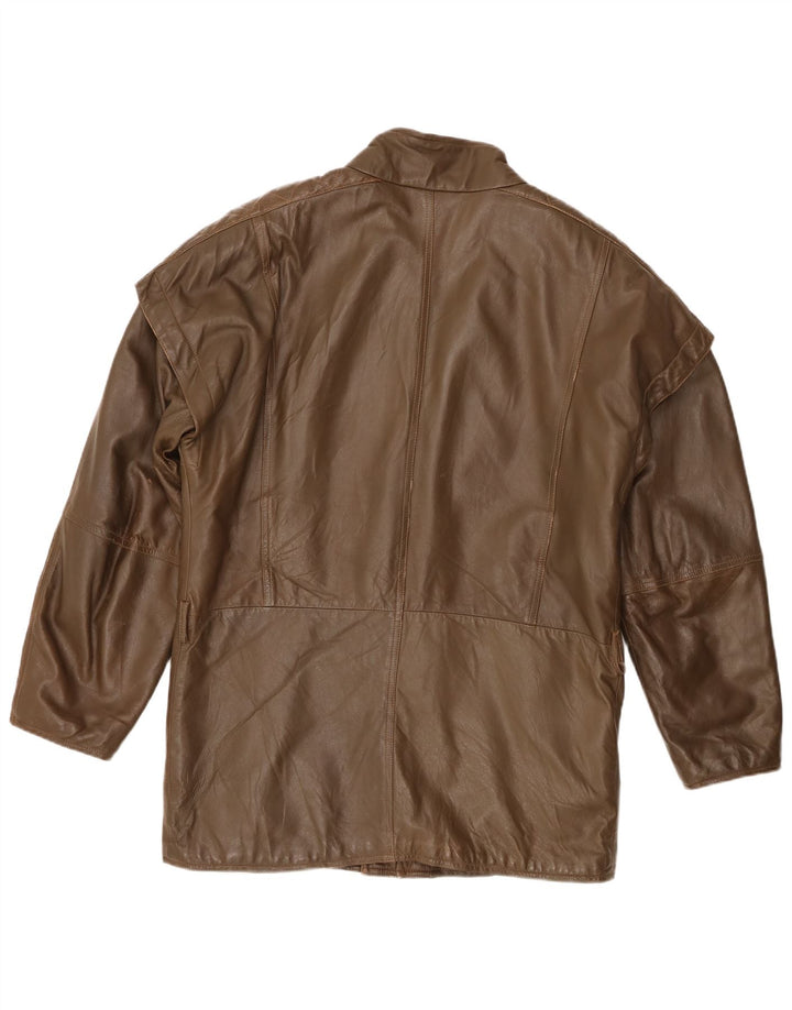 Jaqueta de couro masculina vintage IT 52 XL cáqui