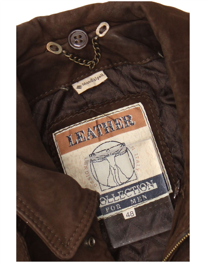Jaqueta de couro masculina vintage IT 48 couro marrom médio