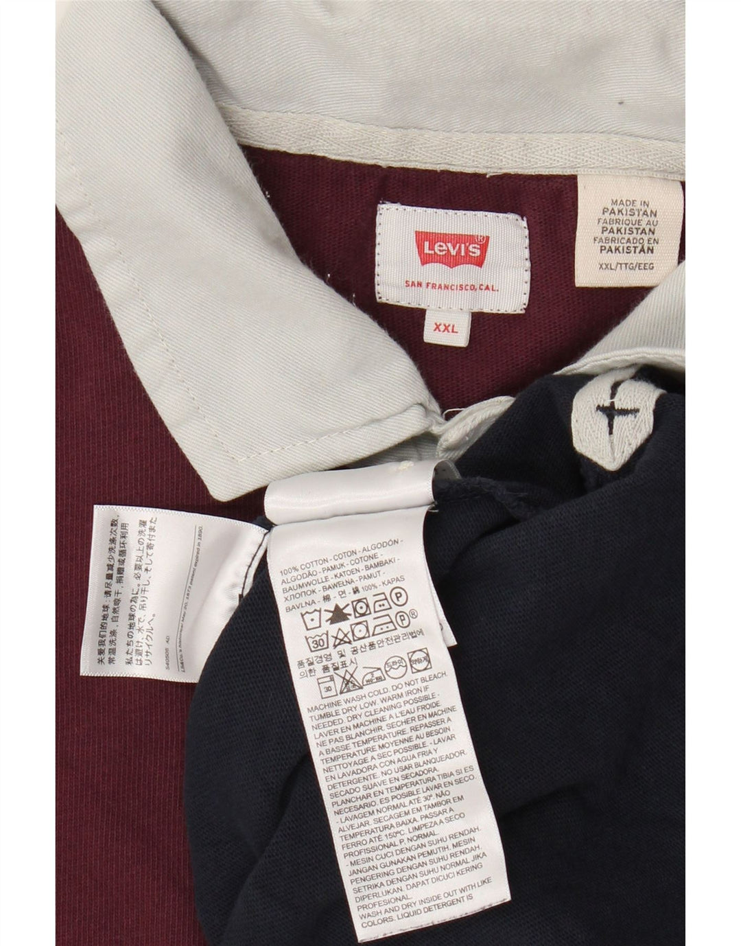 Camisa polo masculina gráfica de rugby da Levi's 2XL bloco colorido multicolorido