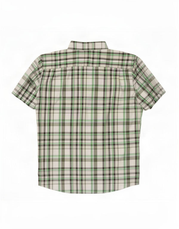 Camisa masculina de manga curta Chaps 2XL poliéster xadrez verde