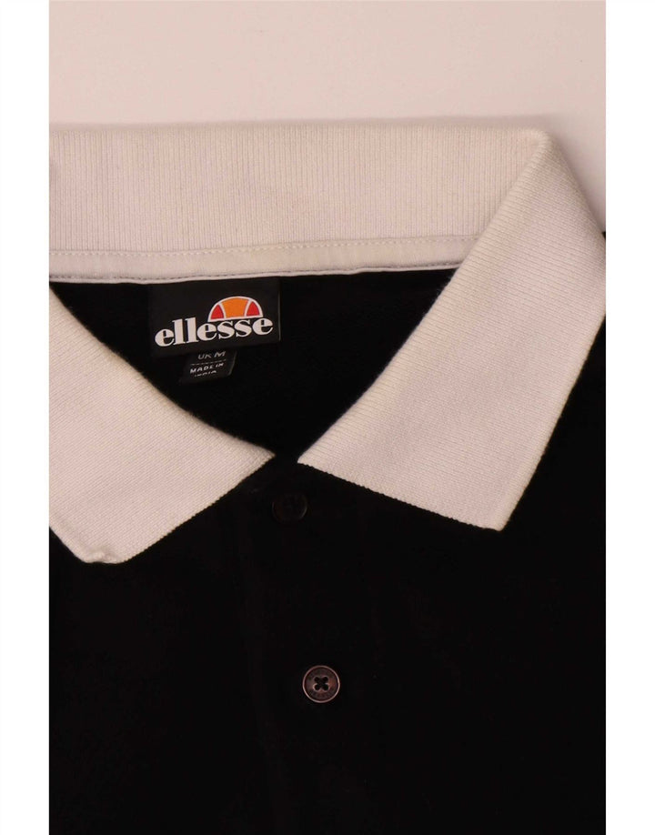 Suéter masculino Ellesse com gola polo e algodão colorblock médio preto