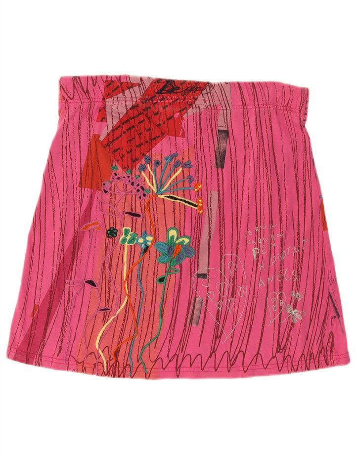 Minissaia feminina Desigual gráfica média W34 rosa