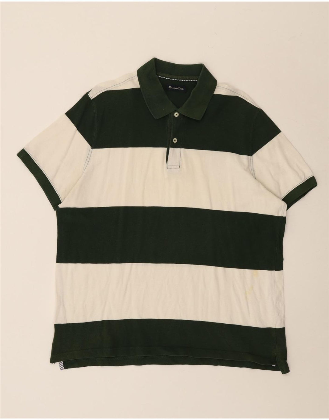 Camisa polo masculina Massimo Dutti grande algodão listrado verde
