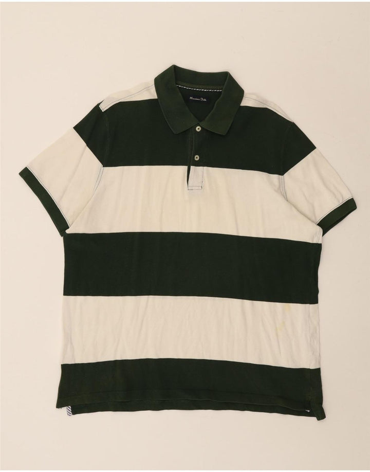 Camisa polo masculina Massimo Dutti grande algodão listrado verde
