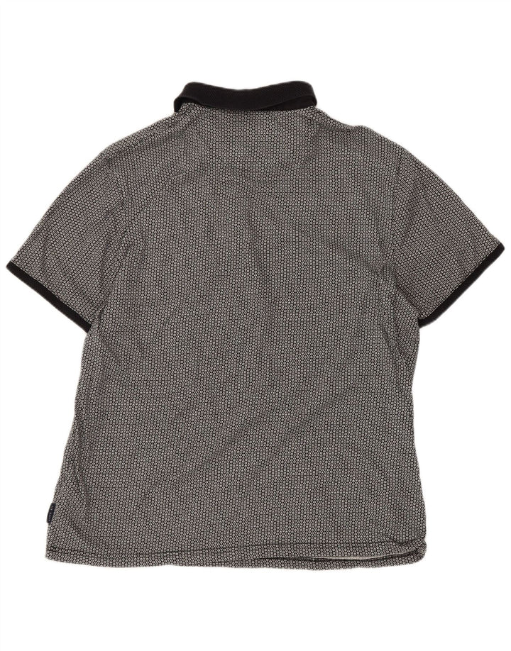 Camisa polo masculina Ted Baker tamanho 5 XL algodão geométrico preto