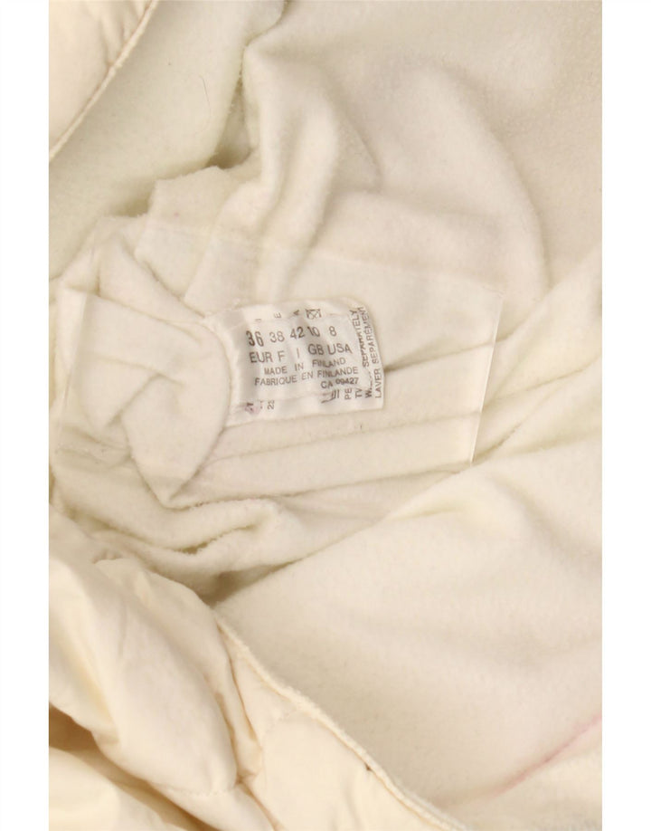 Casaco acolchoado de grandes dimensões das mulheres do vintage poliéster branco pequeno de Paisley do Reino Unido 10