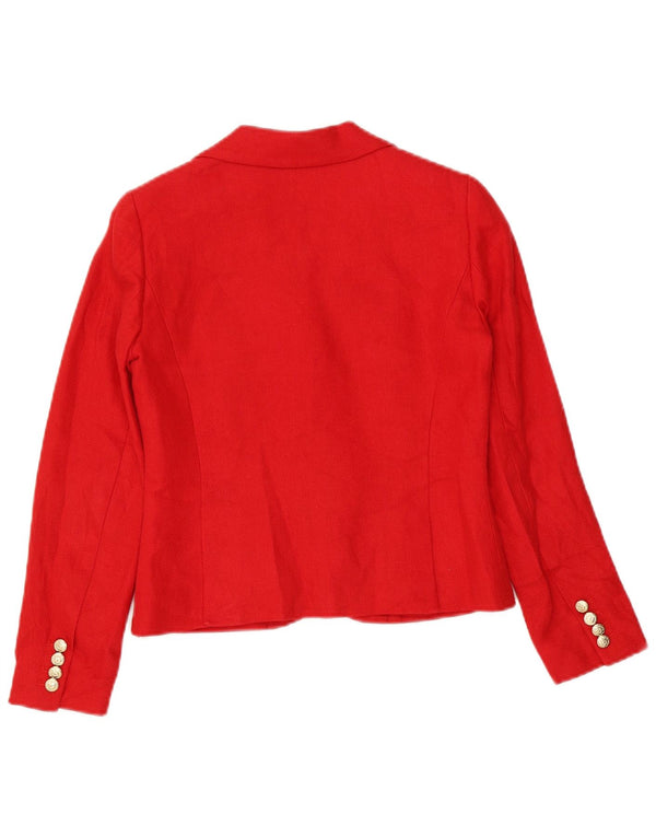 Jaqueta blazer feminina Ralph Lauren Petite Crop 3 botões EUA 2 XS linho vermelho