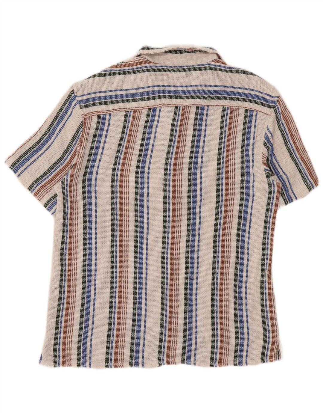 Zara Camisa masculina manga curta manga curta média listrada multicolorida