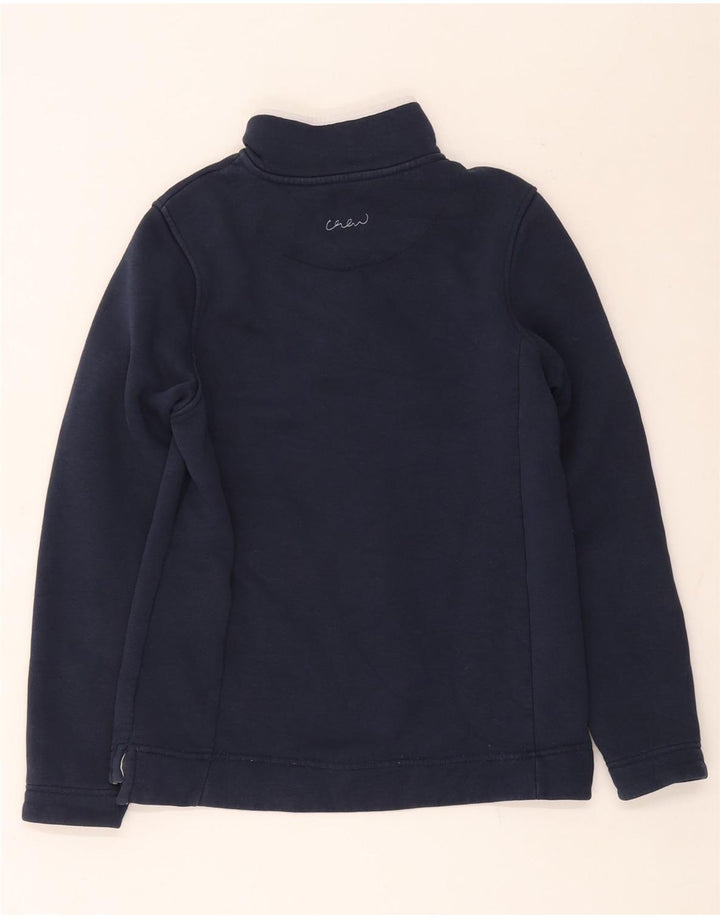 Suéter feminino Crew Clothing com gola redonda e botão Reino Unido 12 médio azul marinho