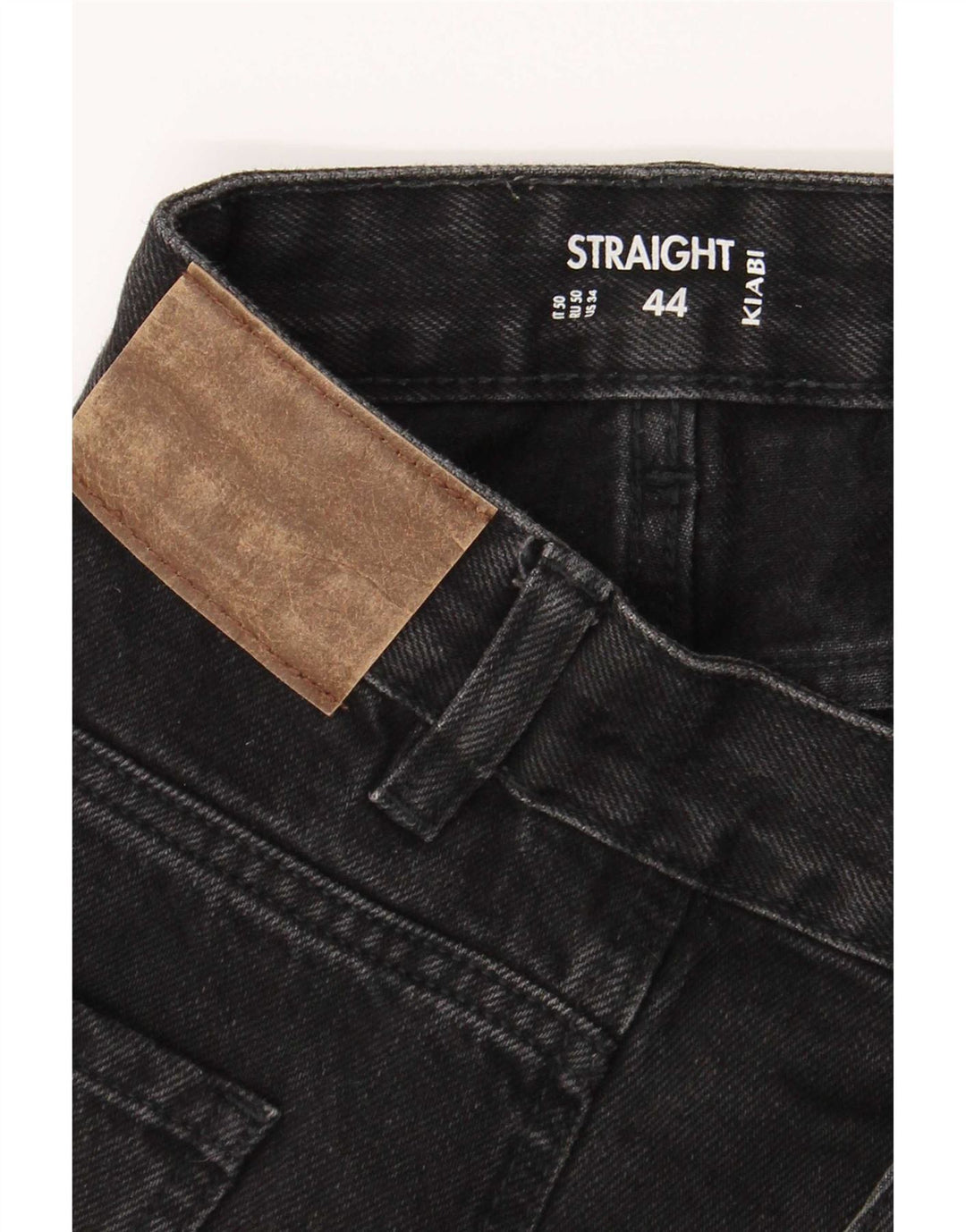 Kiabi Mens Cargo Straight Jeans IT 50 Grande W34 L31 Preto