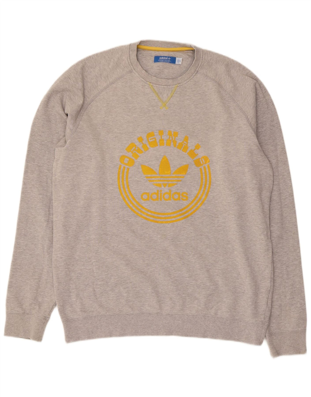 ADIDAS Mens Graphic Sweatshirt Jumper Médio Algodão Cinzento