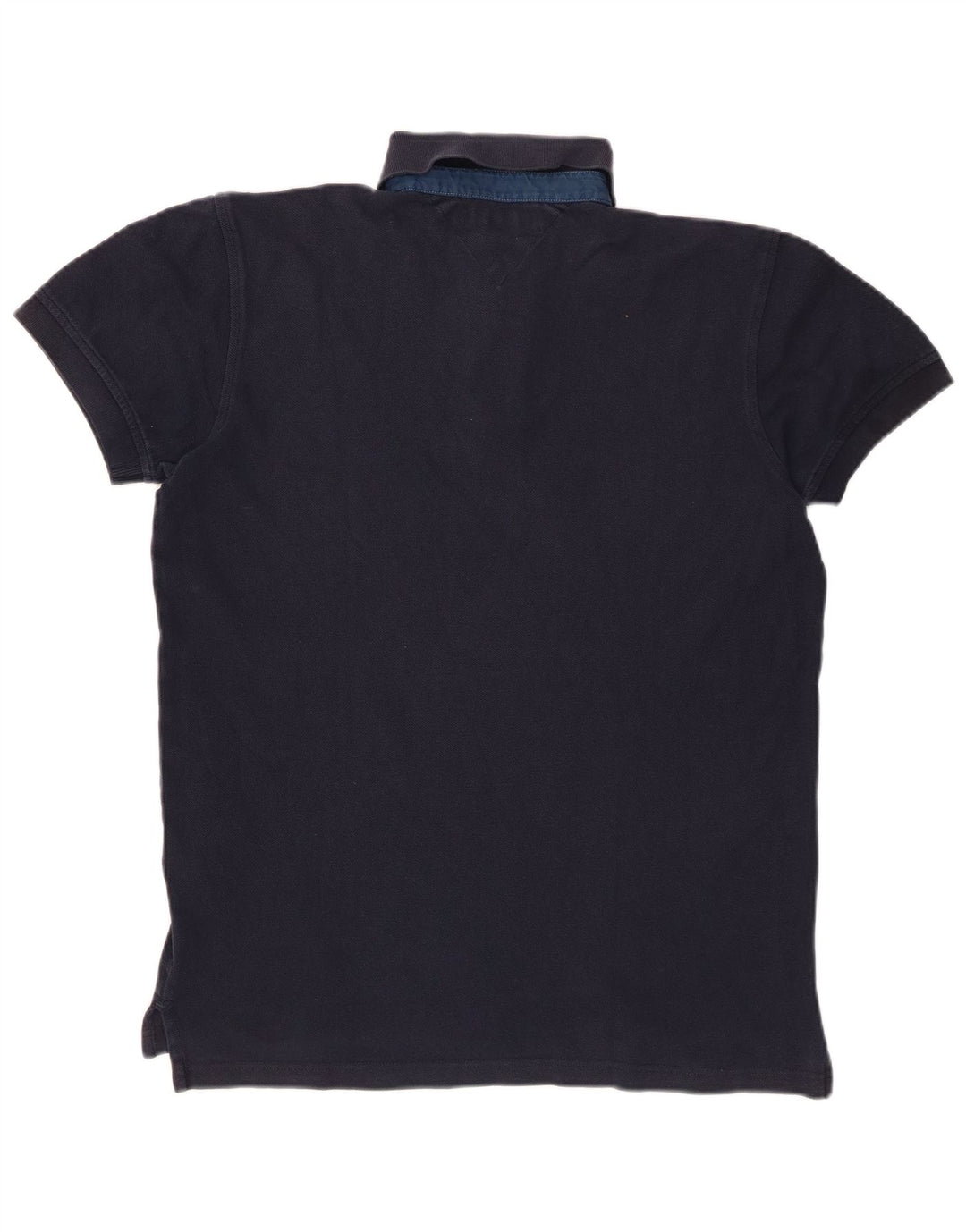 Camisa polo masculina TOMMY HILFIGER pequena algodão azul marinho