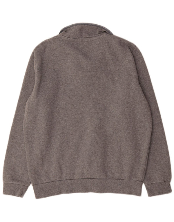 Crew Clothing Mens Zip Neck Moletom Jumper Grande Algodão Cinza
