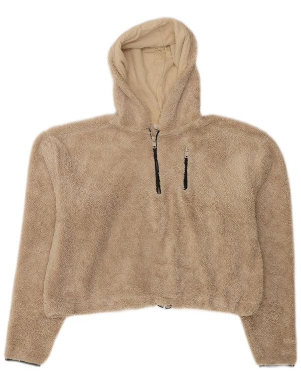 Suéter feminino de lã com capuz e gola alta da Topshop Reino Unido 8 pequeno bege