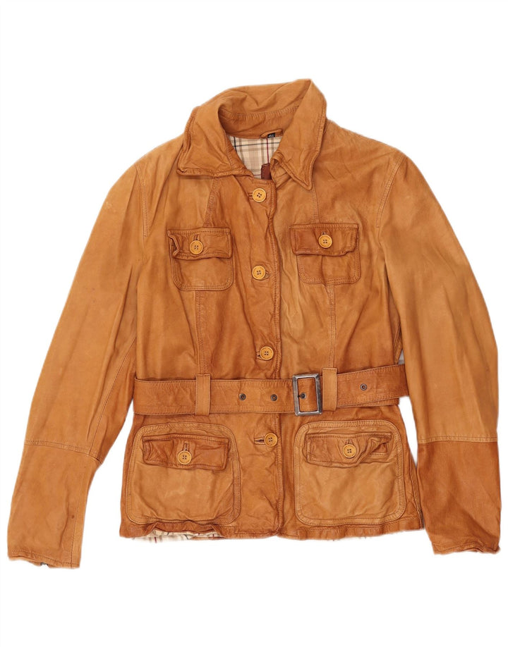 Jaqueta de couro feminina vintage IT 46 grande couro marrom