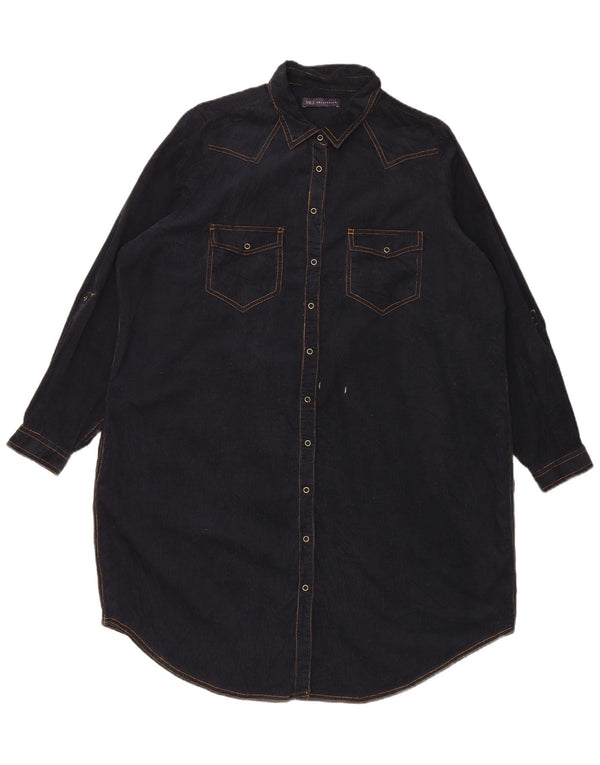 Vestido camisa feminino de veludo Marks & Spencer Reino Unido 18 XL azul marinho algodão