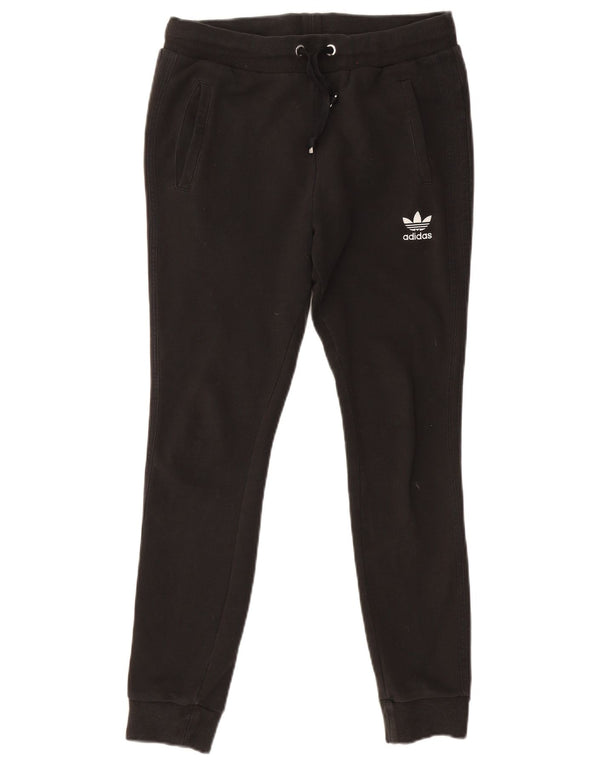 Adidas Womens Tracksuit Calças Joggers UK 12 Médio Algodão Preto