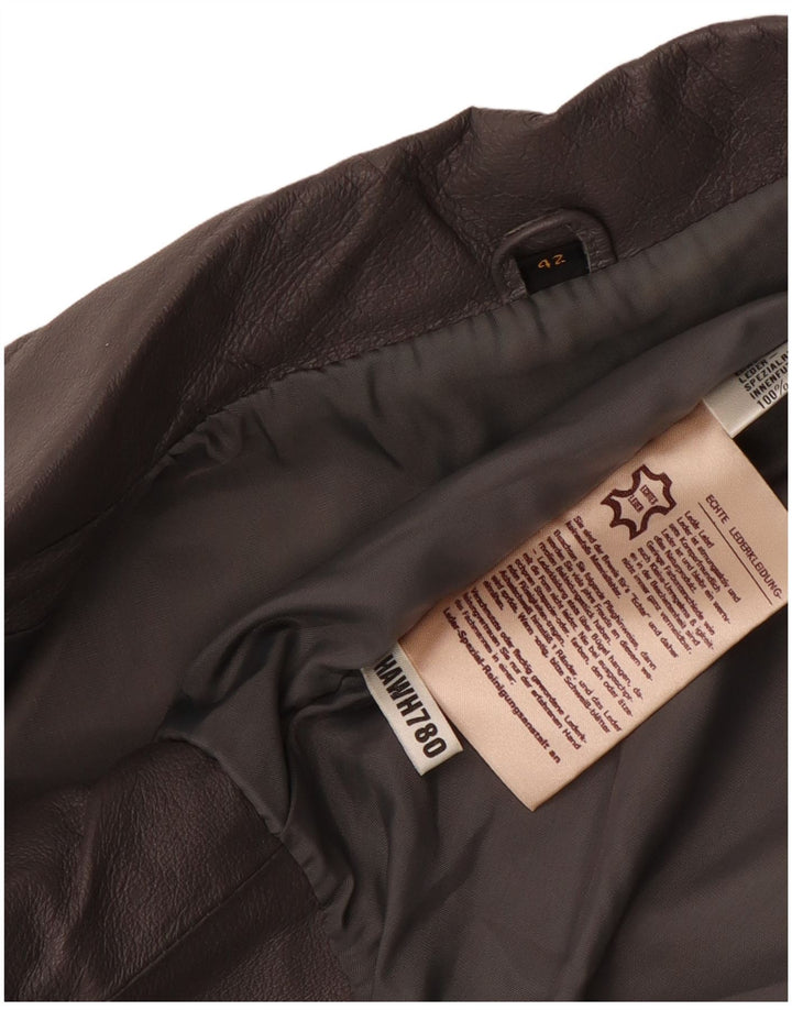 Jaqueta de couro oversized bomber feminina vintage EU 42 couro cinza grande