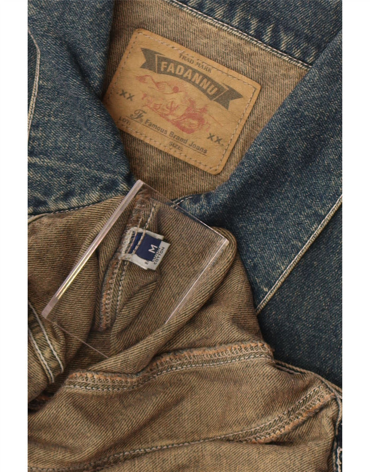 Jaqueta jeans feminina vintage Reino Unido 14 algodão azul marinho médio