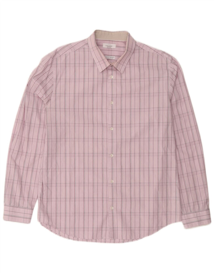 Camisa masculina CALVIN KLEIN grande algodão xadrez rosa